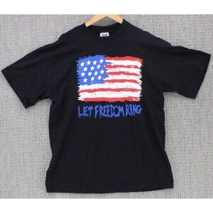 Vintage TNT Shirt Mens XL Black Short Sleeve USA Flag Let Freedom Ring Graphic